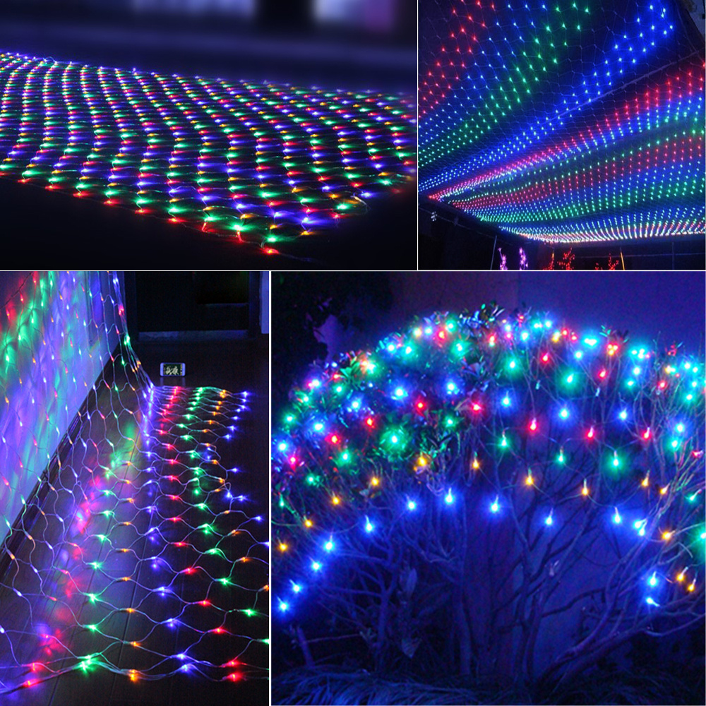 3Mx3M 304 LED Warm White Xmas Fairy Mesh String Net Lights Drape Curtain Garden eBay